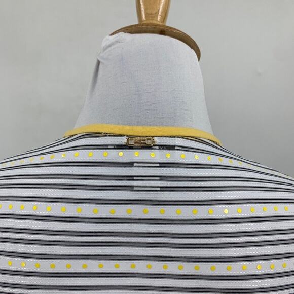 Vintage St John T Shirt Womens P Petite Sport Marie Gray Striped Dotted Crop Tee - Picture 8 of 15